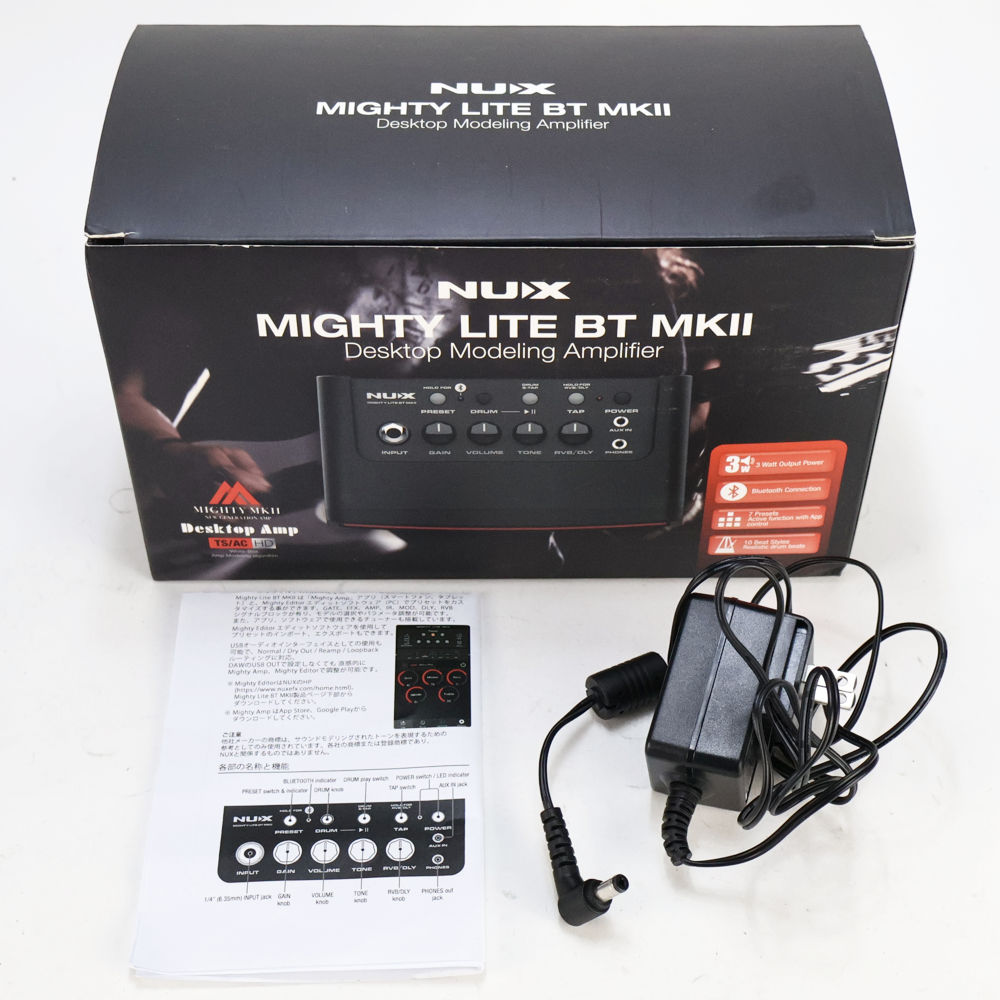 【中古】 NUX ニューエックス Mighty Lite BT MKII 小型アンプ コンボ ギター用 ベース用 モデリングアンプ 付属品