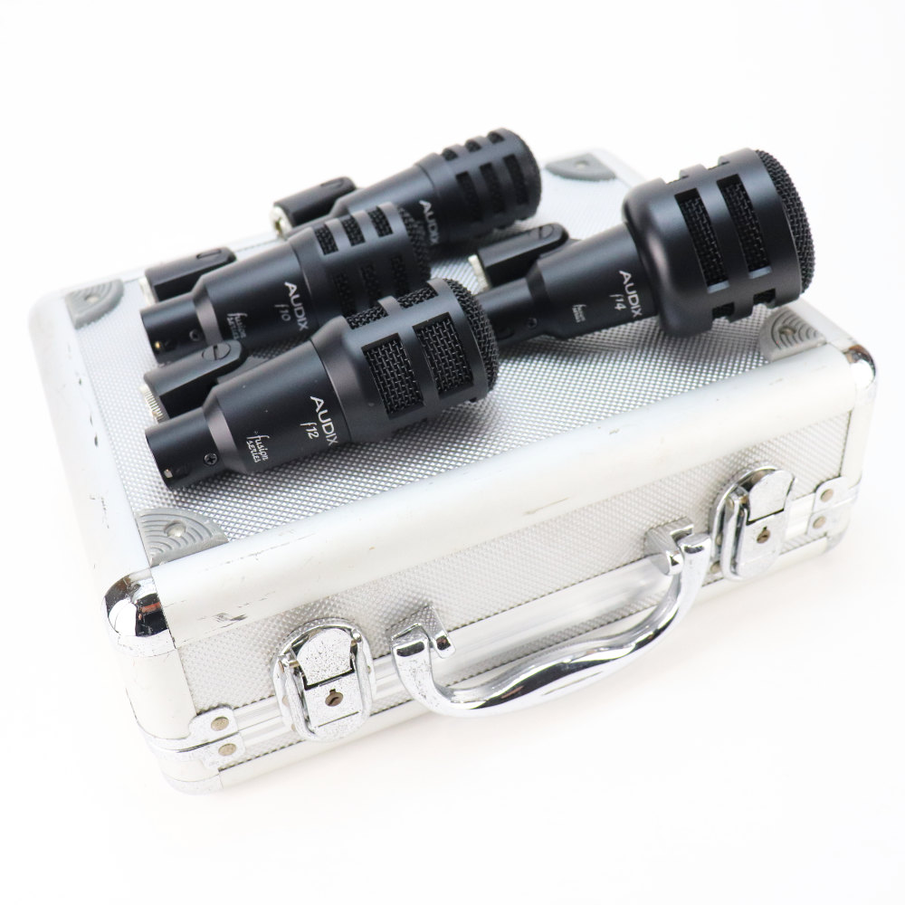 【中古】 マイク AUDIX オーディックス ドラム用マイク 4本セット f10×2本 f12×1本 f14×1本 ハードケース付き