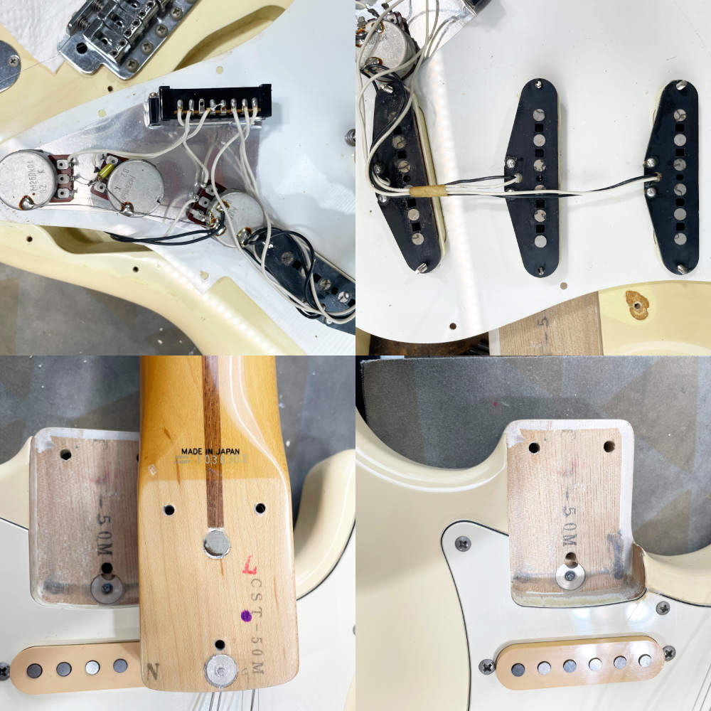 【中古】 エレキギター Fender Japan ST72-55 VWH Mod. 1989年-90年製 スキャロップド指板 ブラスナット搭載 フェンダージャパン ストラトキャスター ラージヘッド 3点止めネック CST-50M 内部