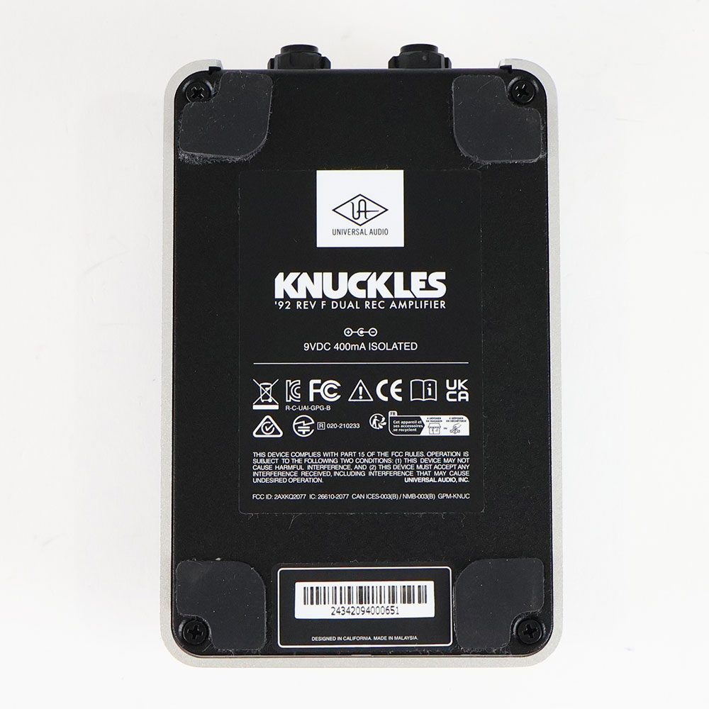 【中古】 Universal Audio ユニバーサルオーディオ UAFX Knuckles ’92 Rev F Dual Rec Amplifier アンプシュミレーター ギターエフェクター 裏面