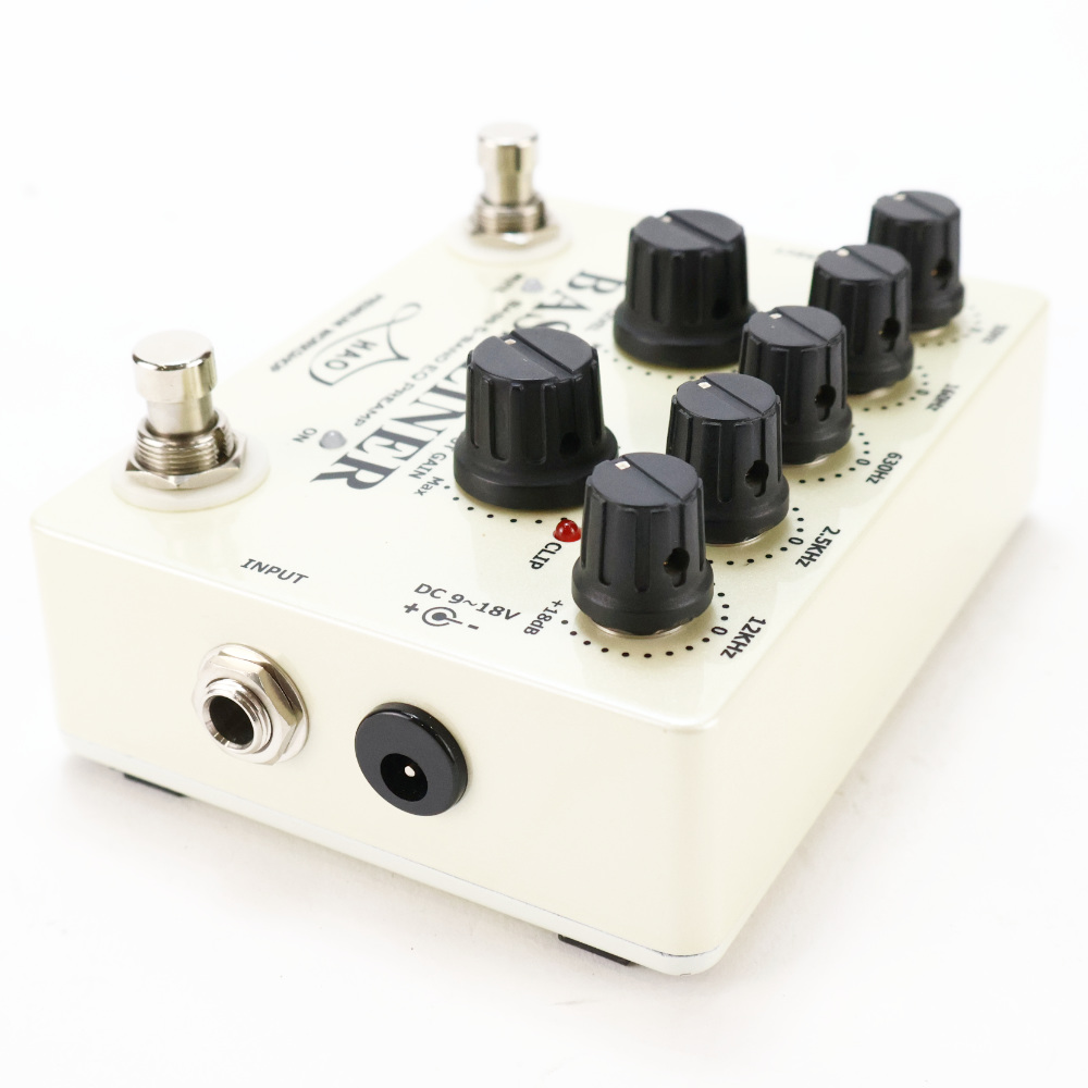 【中古】 ベースEQ プリアンプ HAO BASS LINER BASS 5-BAND EQ PREAMP Pearl White Ver. ハオ ベースエフェクター 本体画像 斜め 