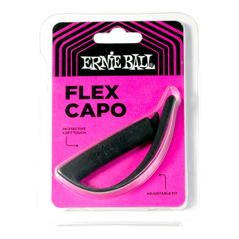 ギターカポ ERNIE BALL 9645 FLEX CAPO BK アーニーボール フレックスカポ パッケージ表画像