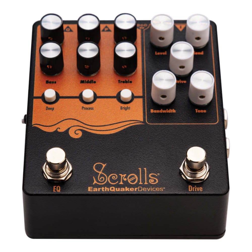 EarthQuaker Devices アースクエイカーデバイセス EQD Scrolls 中尾憲太郎シグネチャーベースプリアンプ フロント斜め画像