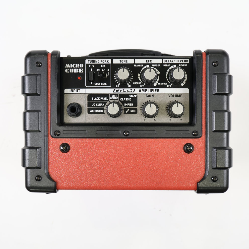【中古】 ギターアンプ ローランド ROLAND MICRO CUBE RED マイクロキューブ 赤 小型ギターアンプ コンボ 上面