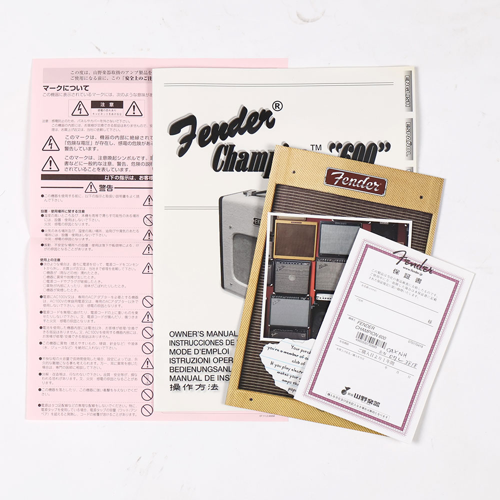 【中古】 ギターアンプ Fender フェンダー Champion 600 付属品