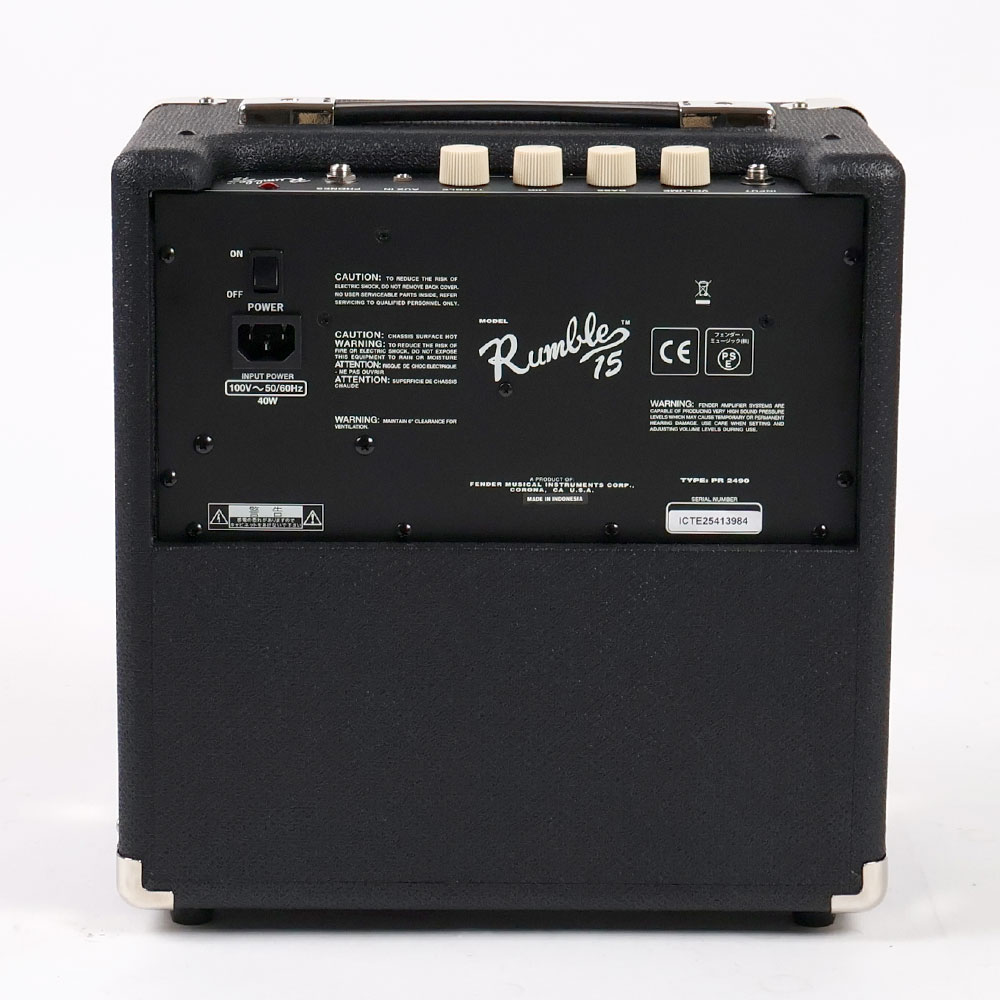 【中古】 Fender Rumble 15 Combo ベースアンプ 小型ベースアンプ 背面