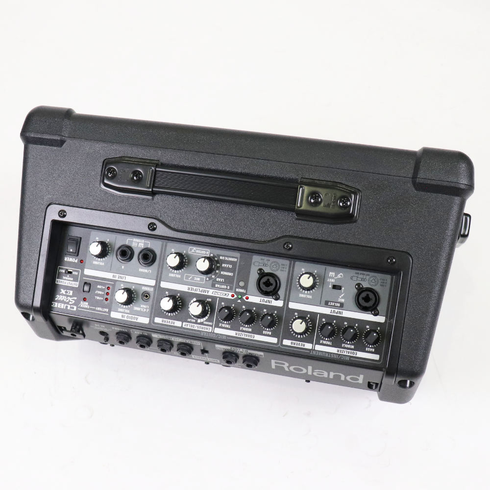 【中古】 ギターアンプ ローランド ROLAND CUBE Street EX BK ステレオ ポータブルアンプ マイクスピーカー コントロール