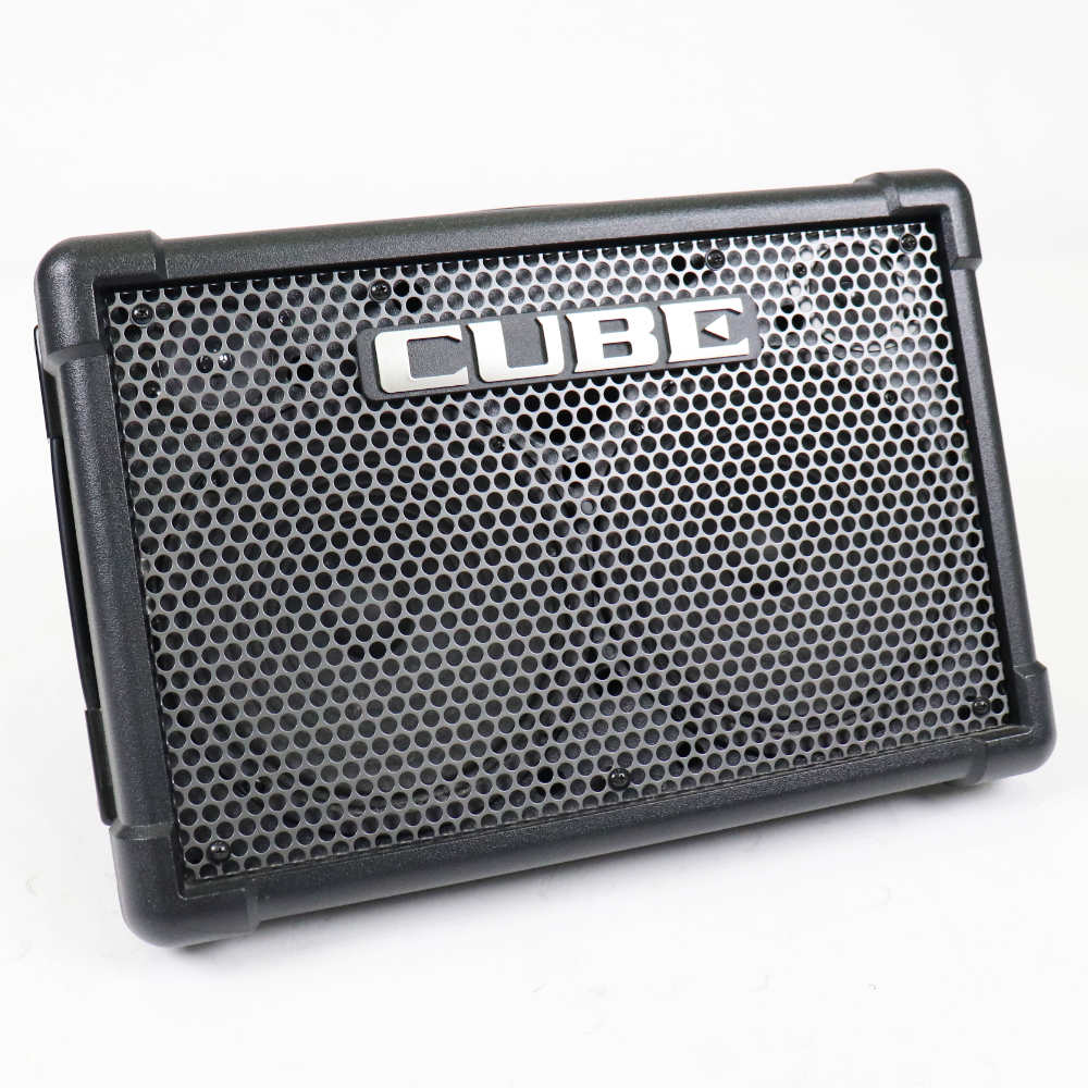 【中古】 ギターアンプ ローランド ROLAND CUBE Street EX BK ステレオ ポータブルアンプ マイクスピーカー 本体画像 斜め