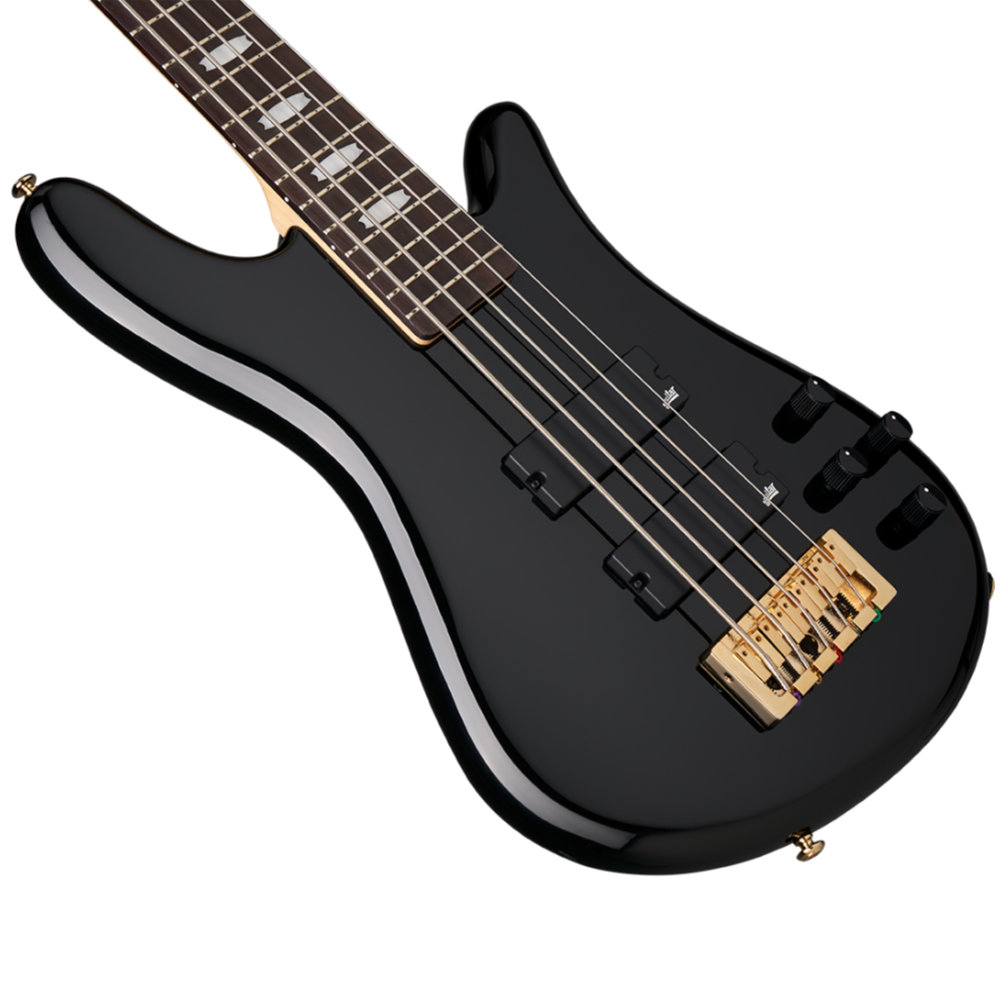 エレキベース 5弦ベース Spector Icon NS-5 Bolt-On BK Gloss スペクター アイコンシリーズ Black ブラックグロス ボディ斜めアングル画像