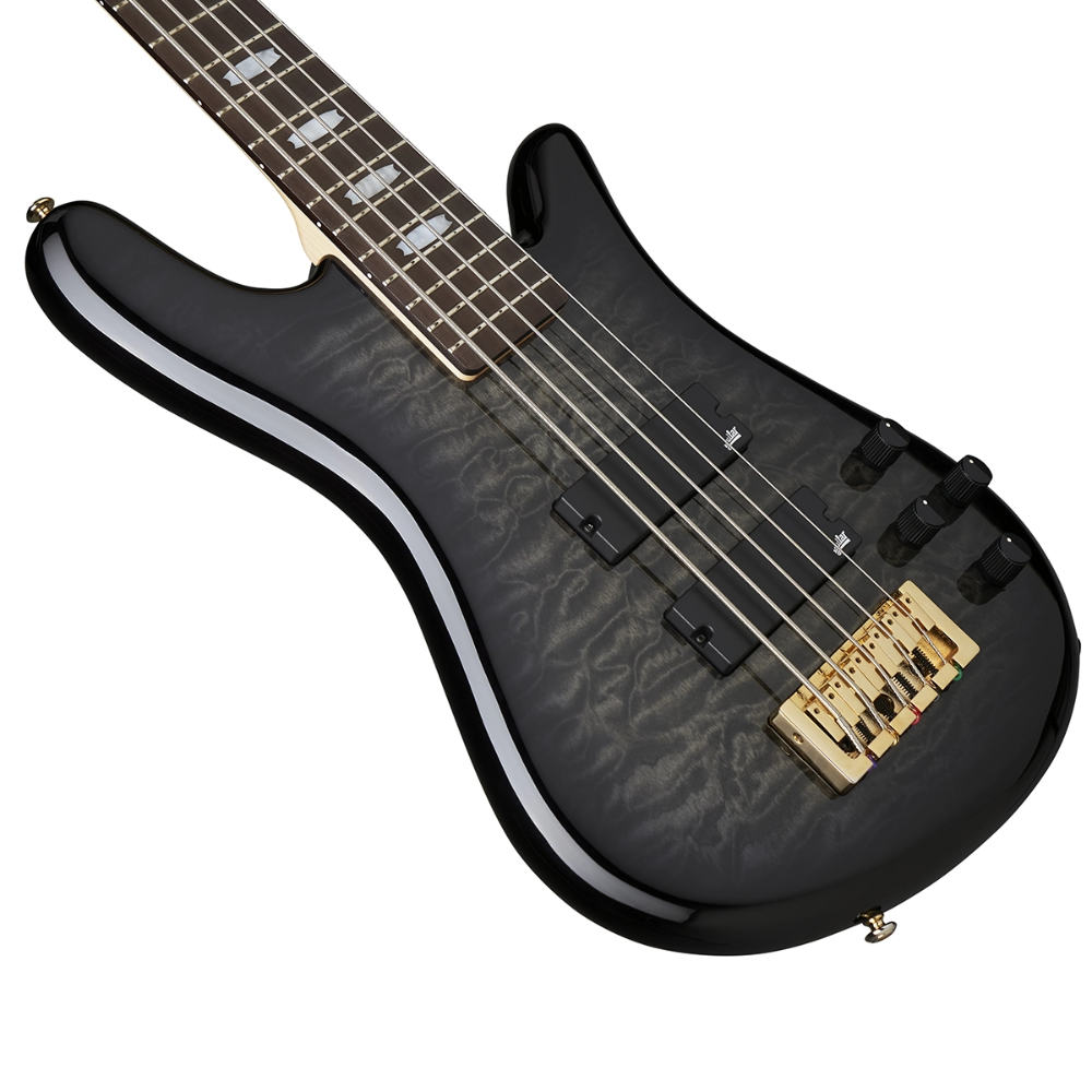 エレキベース 5弦ベース Spector Icon NS-5 Bolt-On BKS Gloss スペクター アイコンシリーズ Black Stain ブラックステイン 斜めアングル画像