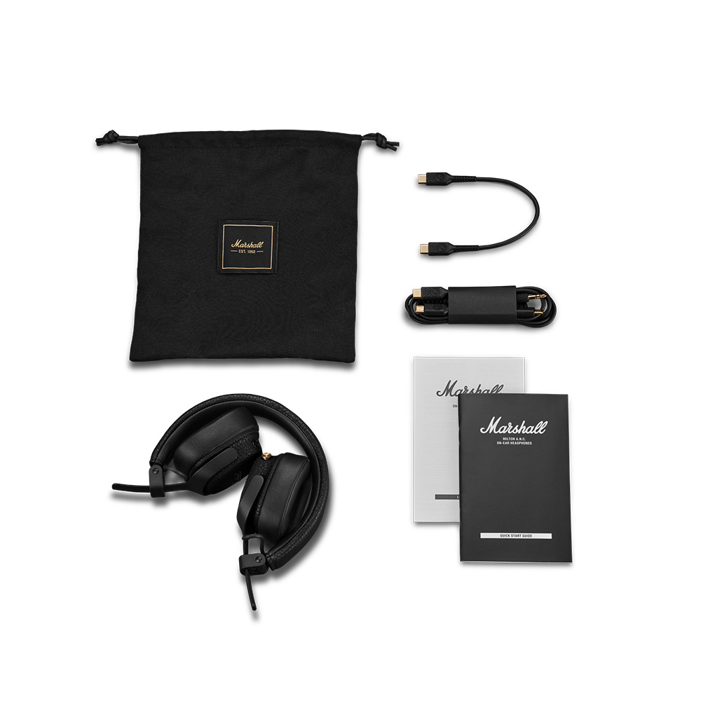 MARSHALL マーシャル Milton A.N.C. Black ワイヤレスヘッドホン ブラック Bluetooth 6.0 付属品画像