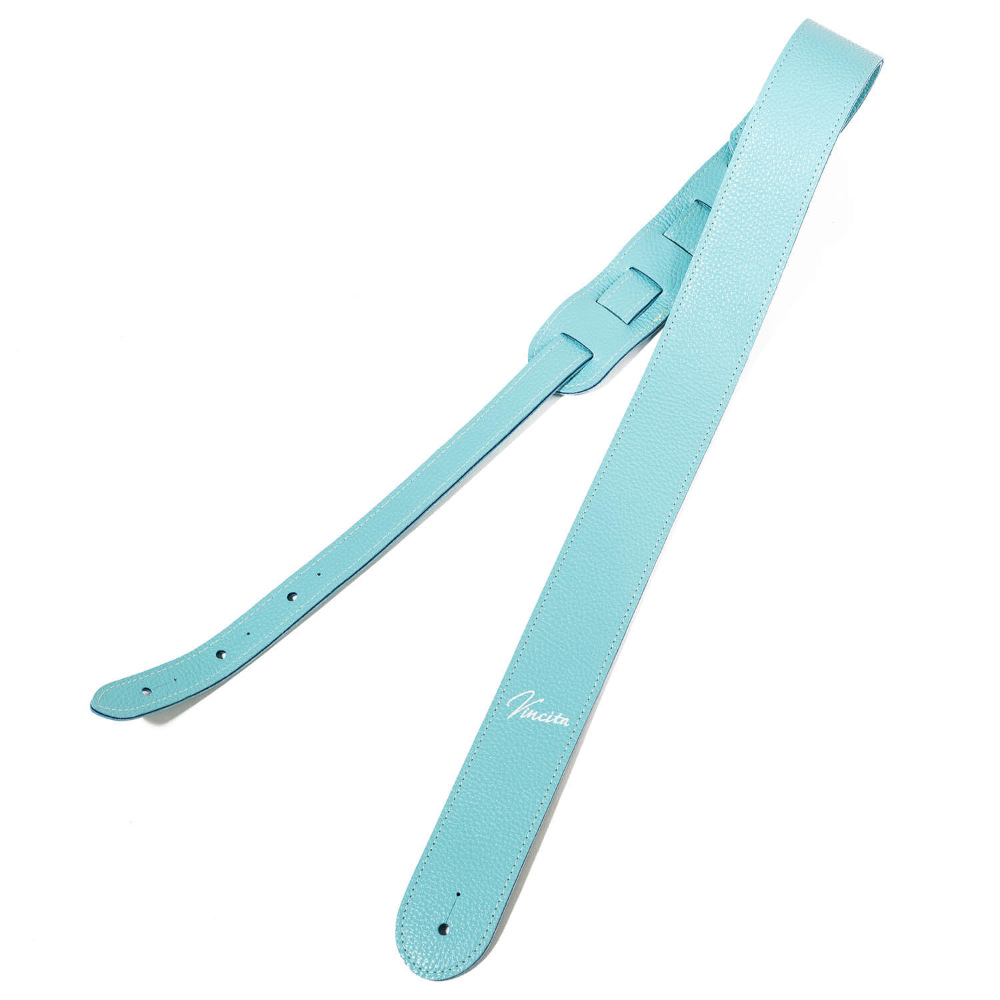 Grande uomo × Vincita Collaboration Strap Turquoise Blue ベースストラップ ギターストラップ 全体画像