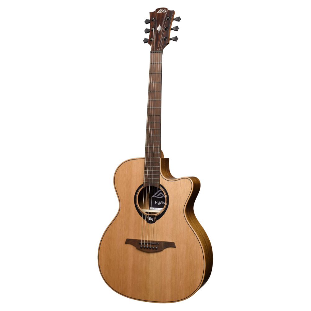 アコースティックギター LAG GUITARS HV10ACE NEW HYVIBEシリーズ スマートギター オーディトリアムサイズ 右斜めアングル画像