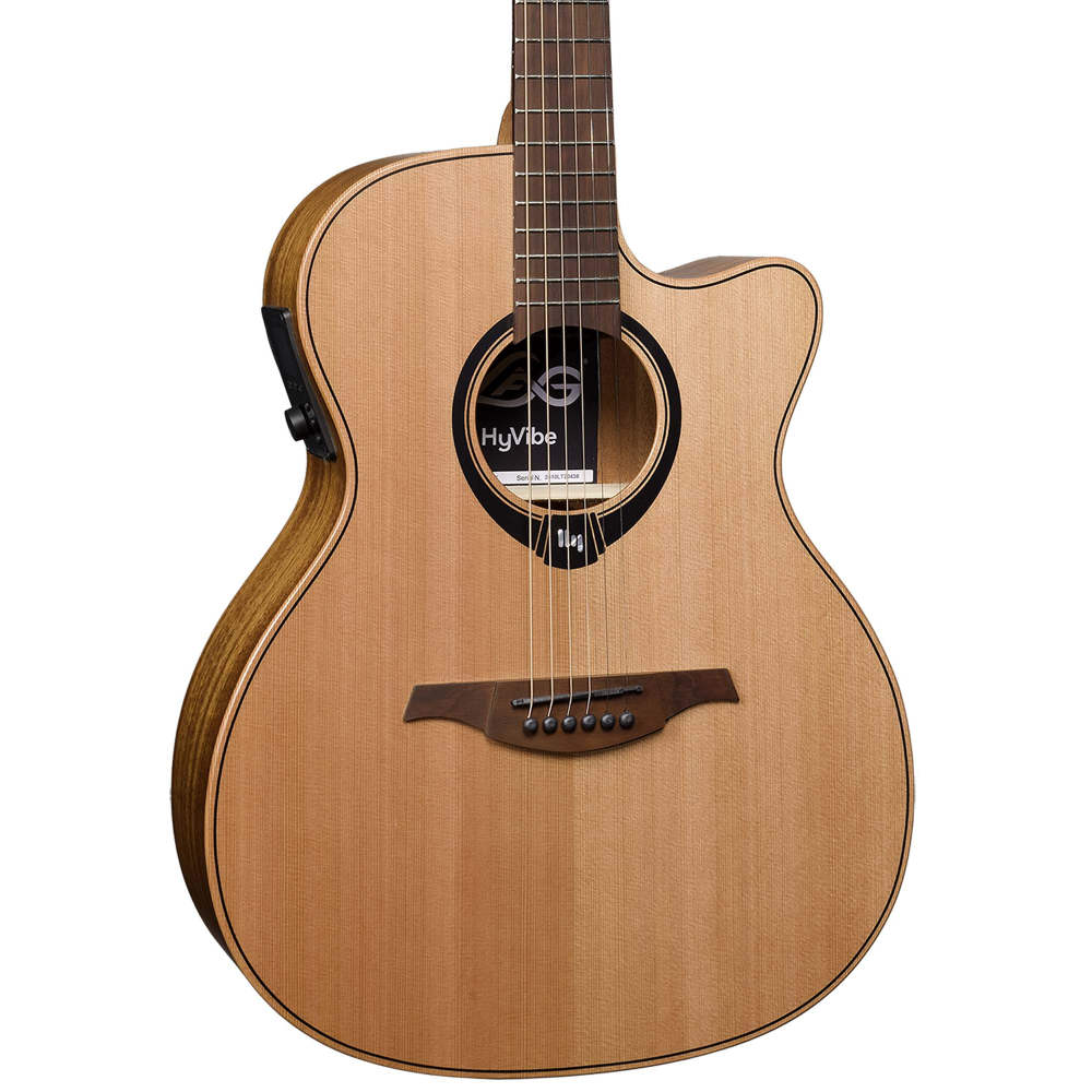 アコースティックギター LAG GUITARS HV10ACE NEW HYVIBEシリーズ スマートギター オーディトリアムサイズ ボディ左斜め画像