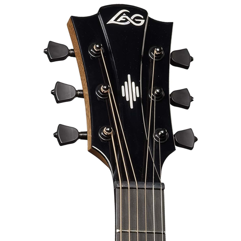 アコースティックギター LAG GUITARS HV50ACE NEW HYVIBEシリーズ スマートギター オーディトリアムサイズ マッカーサーエボニーバック&サイド ヘッド画像