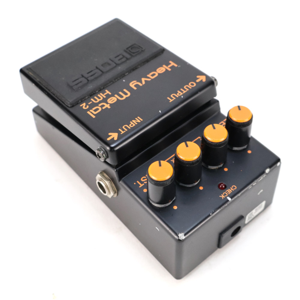 【中古】 ヘビーメタル エフェクター BOSS HM-2 Heavy Metal Made in Japan ディストーション ギターエフェクター リア斜めアングル画像