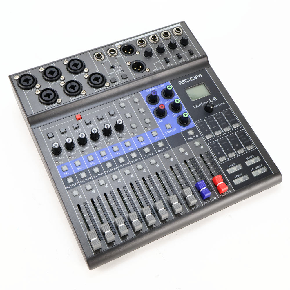【中古】 ライブミキサー＆レコーダー ズーム ZOOM LIVETRAK L-8 8チャンネル 本体画像 斜め 2