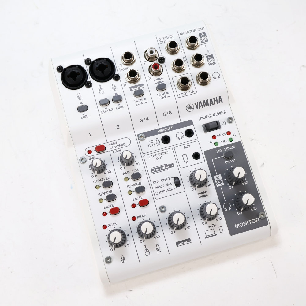 【中古】 ヤマハ YAMAHA AG06 MK2 W 6チャンネル ライブストリーミングミキサー ホワイト 詳細画像