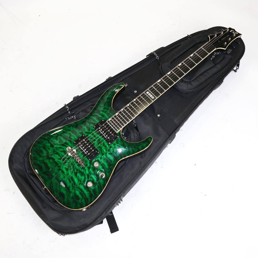 【中古】 エレキギター ESP Hrizon Custom See Thru Green 2008年頃製造 オーダーモデル キルテッドメイプルトップ Seymour Duncan  Cusoom5/Jazz搭載 ホライゾン