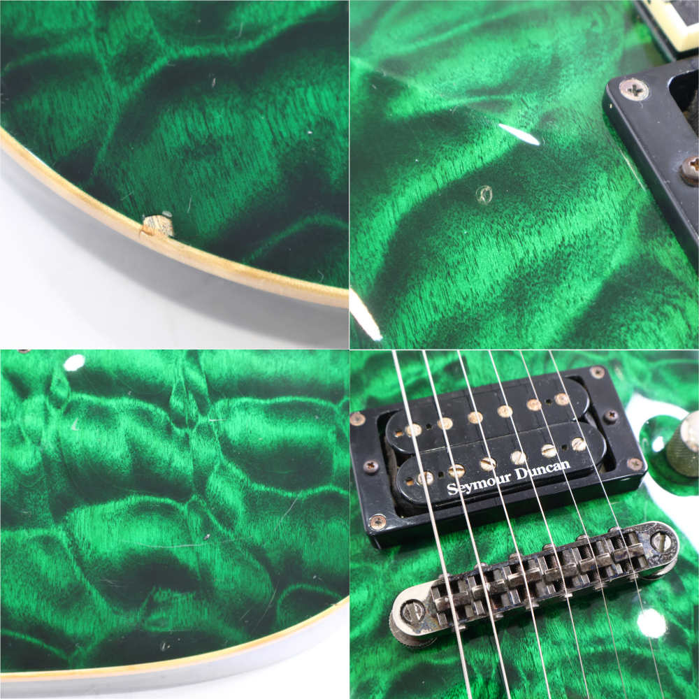【中古】 エレキギター ESP Hrizon Custom See Thru Green 2008年頃製造 オーダーモデル キルテッドメイプルトップ Seymour Duncan  Cusoom5/Jazz搭載 ホライゾン 詳細画像