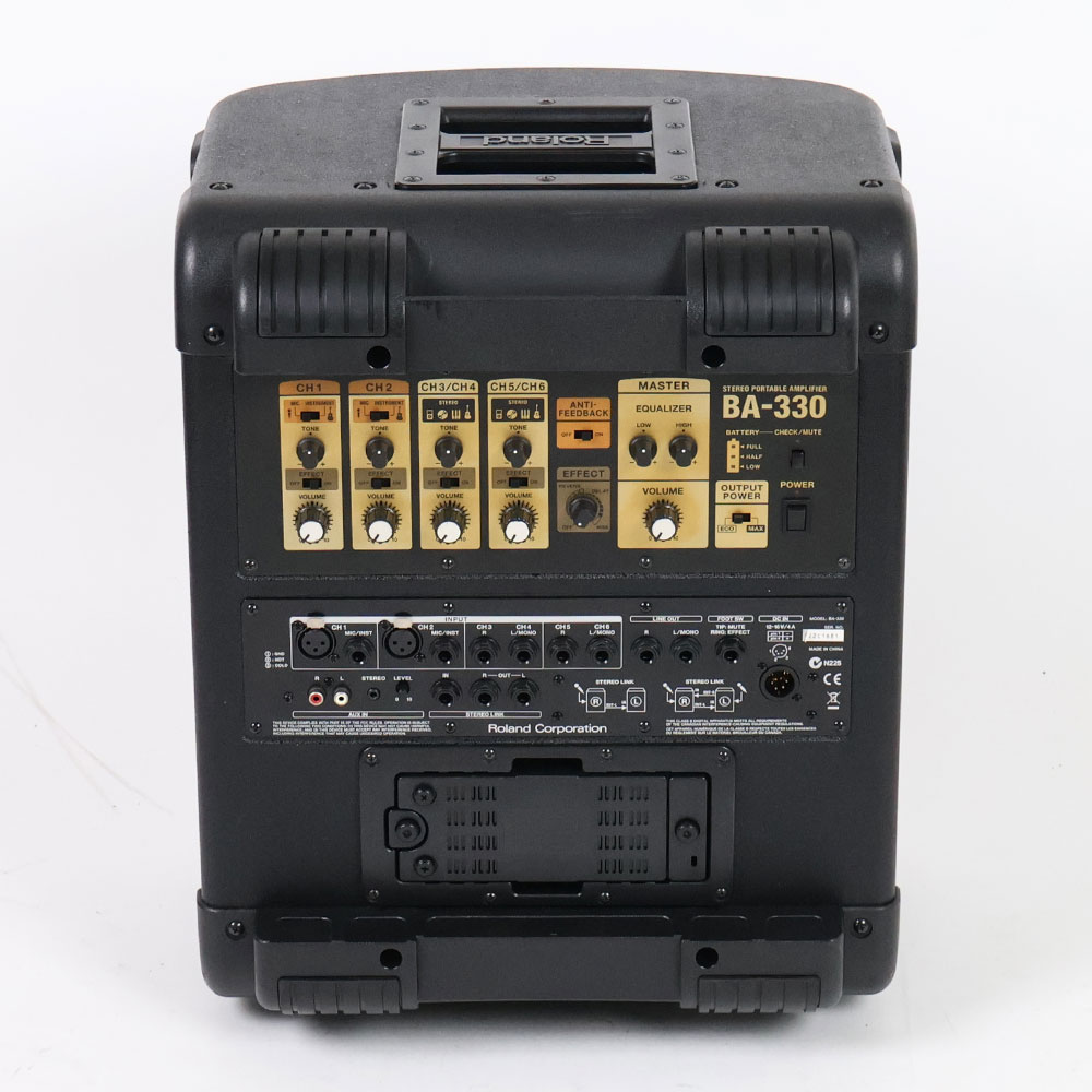 【中古】 ROLAND BA-330 ステレオポータブルアンプ PAシステム 背面