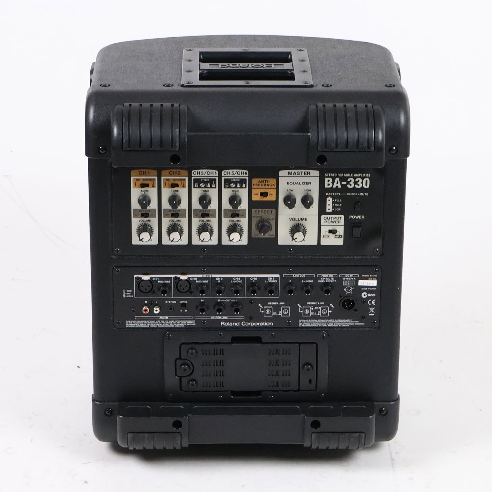 【中古】 ROLAND BA-330 ステレオポータブルアンプ PAシステム 背面