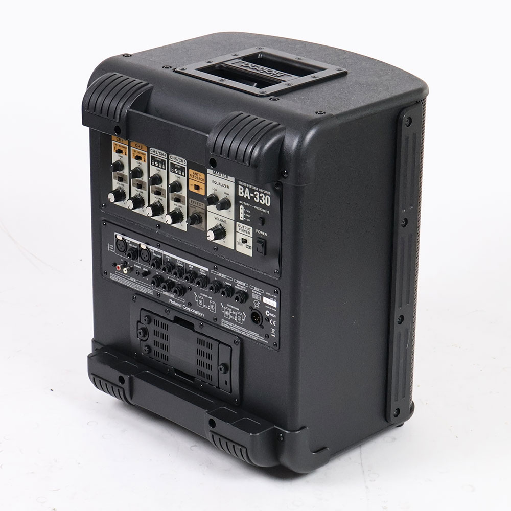 【中古】 ROLAND BA-330 ステレオポータブルアンプ PAシステム 全体