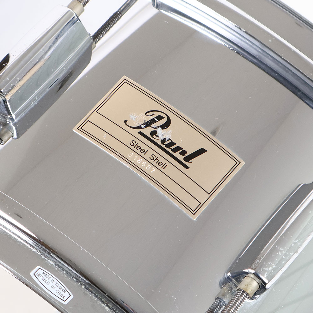 【中古】 スネアドラム パール Pearl Steel shell 14x6.5 エンブレム