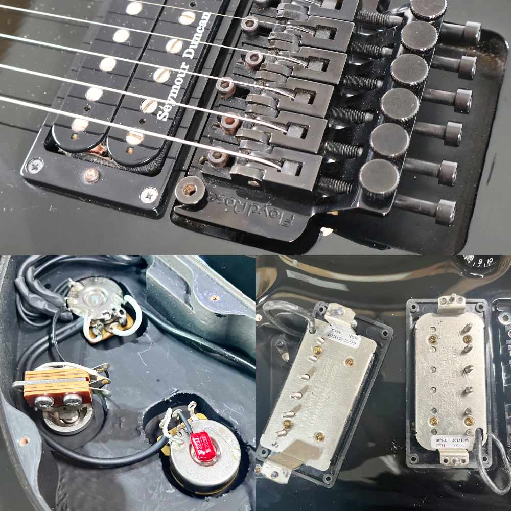 【中古】 エレキギター ESP E-II Mystique FR Black 2014年頃製造 フロイドローズ Seymour Duncanピックアップ搭載 MADE IN JAPAN 内部