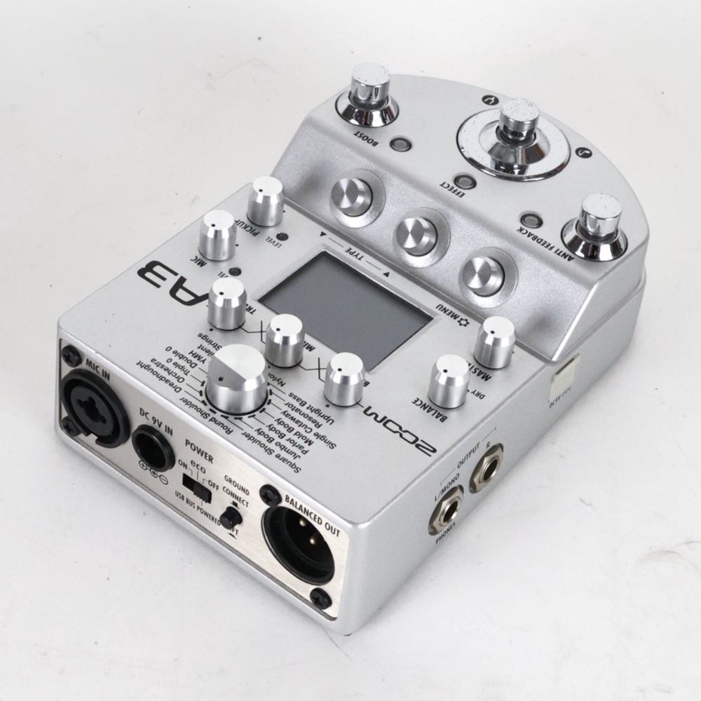 【中古】 アコースティック用プリアンプ エフェクター ZOOM A3 リア斜めアングル画像