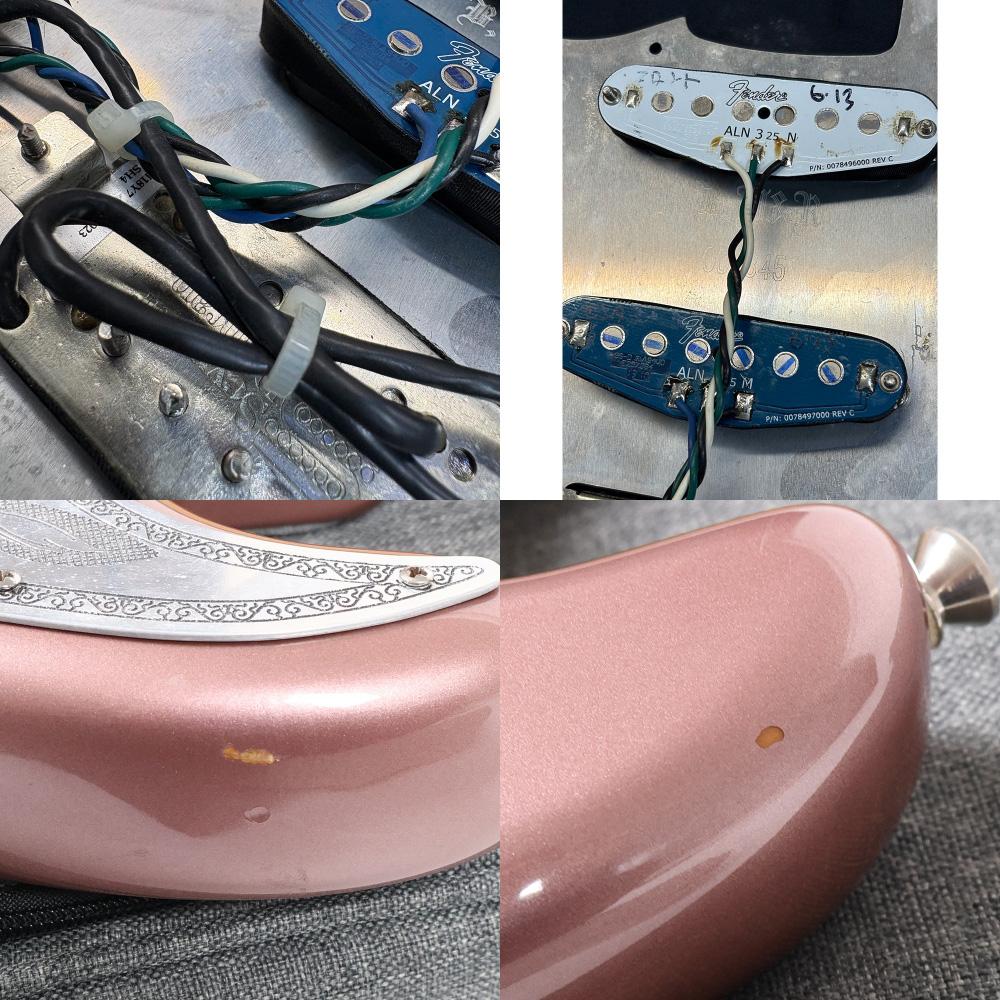 【中古】 エレキギター Fender American Deluxe Stratocaster Rosewood Fingerboard Burgundy Mist Metallic Mod. 2013年製 リアピックアップ ダンカン JBに交換 メタル彫金ピックガードに交換 傷、ピックアップ