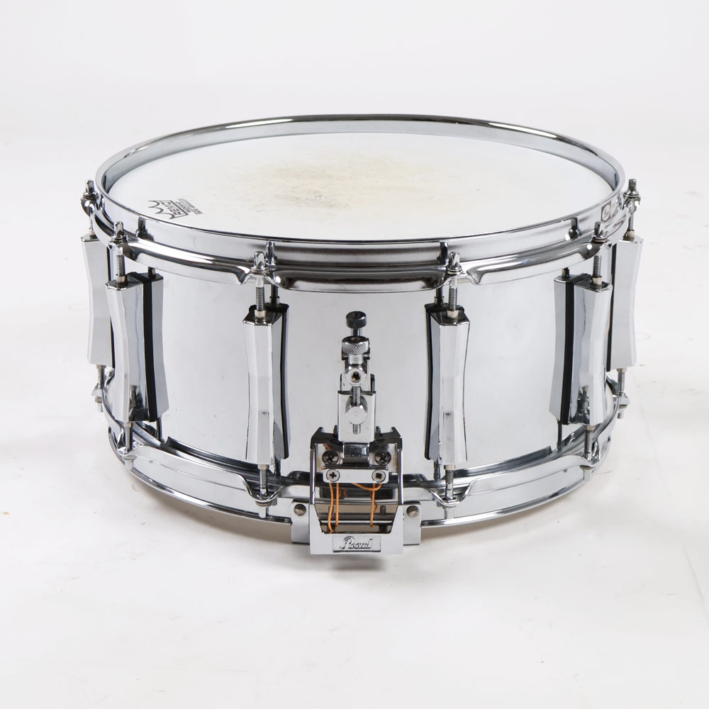 【中古】 スネアドラム パール Pearl Steel shell 14x6.5 スネアドラム Made in Japan 側面