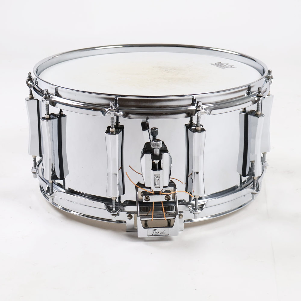 【中古】 スネアドラム パール Pearl Steel shell 14x6.5 スネアドラム Made in Japan 側面