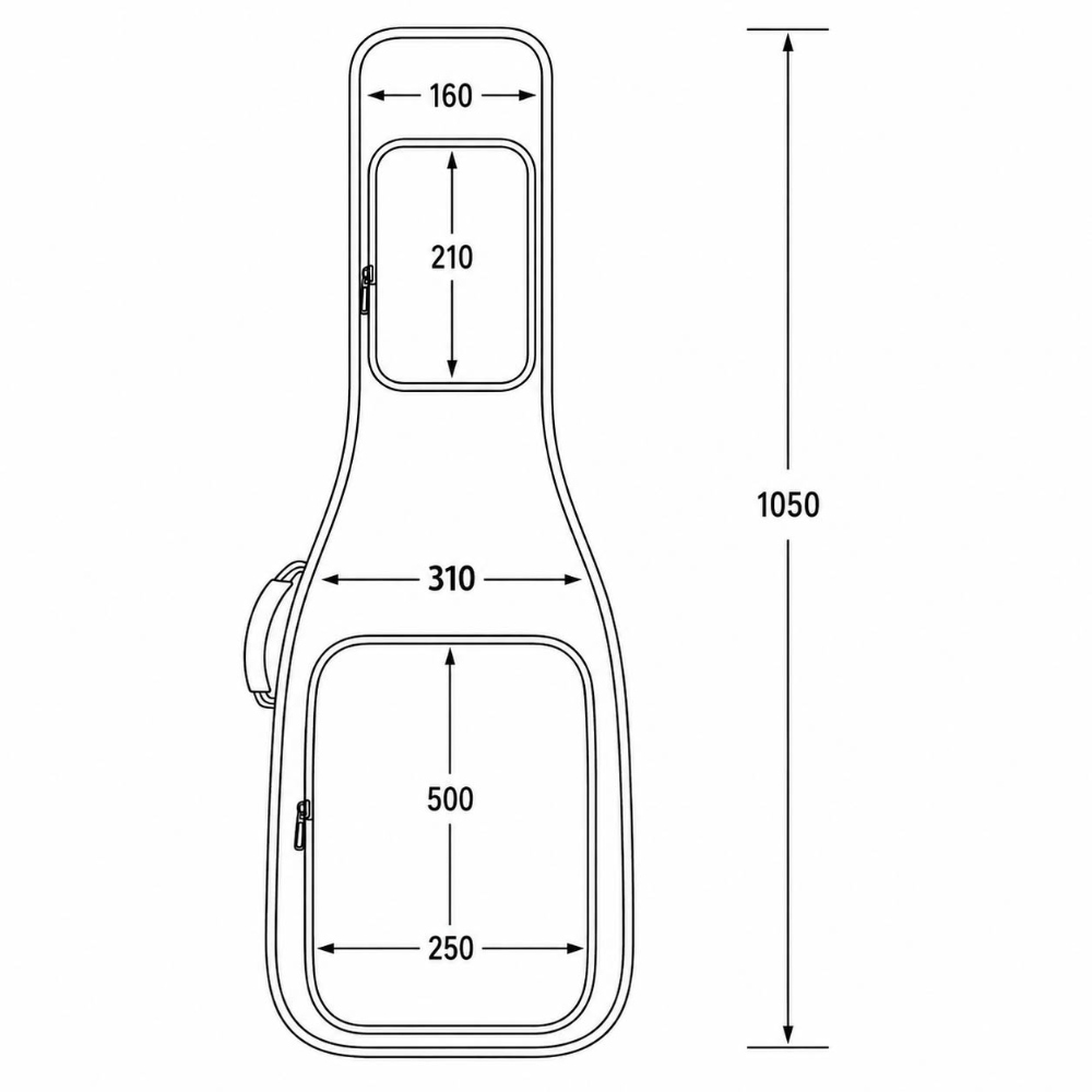 KIKUTANI キクタニ GVB-10E DGN エレキギター用ギグバッグ ダークグリーン サイズ図画像