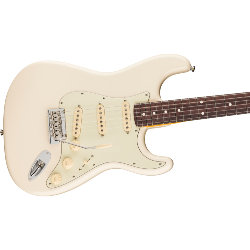 Fender フェンダー American Professional Stratocaster RW Olympic White エレキギター ストラトキャスター ボディ斜めアングル画像