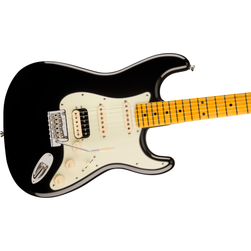 Fender フェンダー American Professional Stratocaster HSS MN Black エレキギター ストラトキャスター ボディ斜めアングル画像