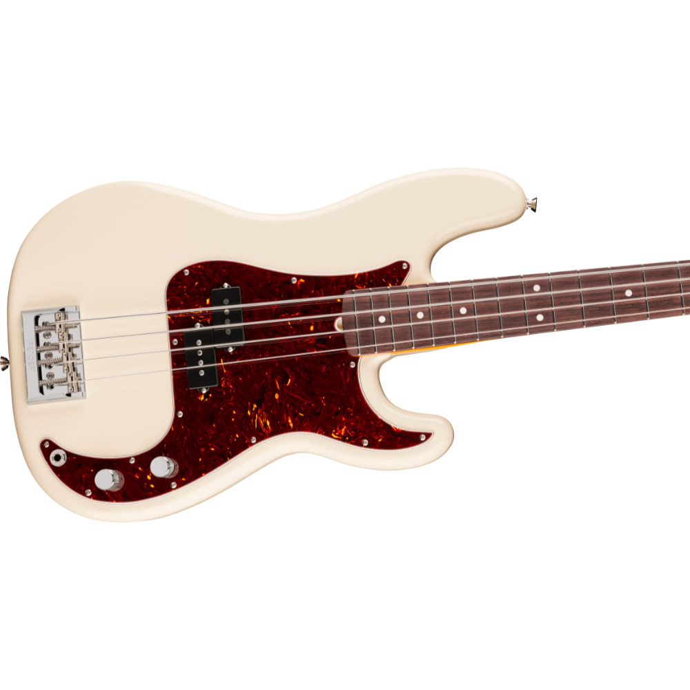 Fender フェンダー American Professional Precision Bass RW Olympic White エレキベース プレシジョンベース ボディ斜めアングル画像