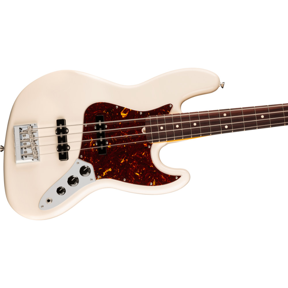 Fender フェンダー American Professional Jazz Bass RW Olympic White エレキベース ジャズベース ボディ斜めアングル画像