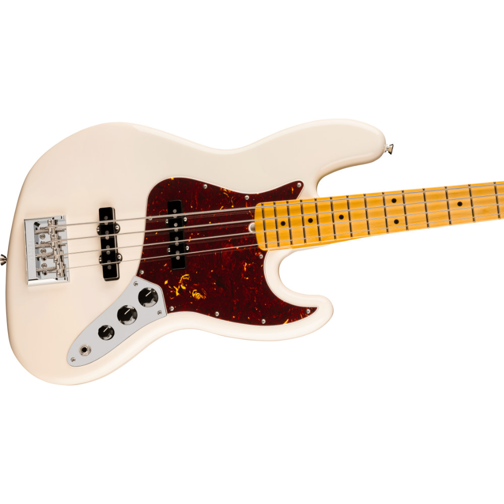Fender フェンダー American Professional Jazz Bass MN Olympic White エレキベース ジャズベース ボディ斜めアングル画像