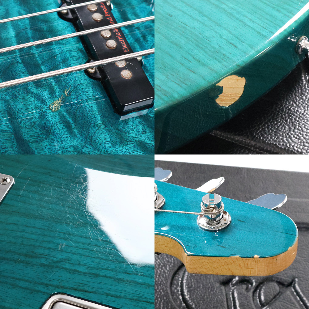 【中古】ESP AMAZE-CTM QM See Thru Green 4弦エレキベース マッチングヘッド 傷