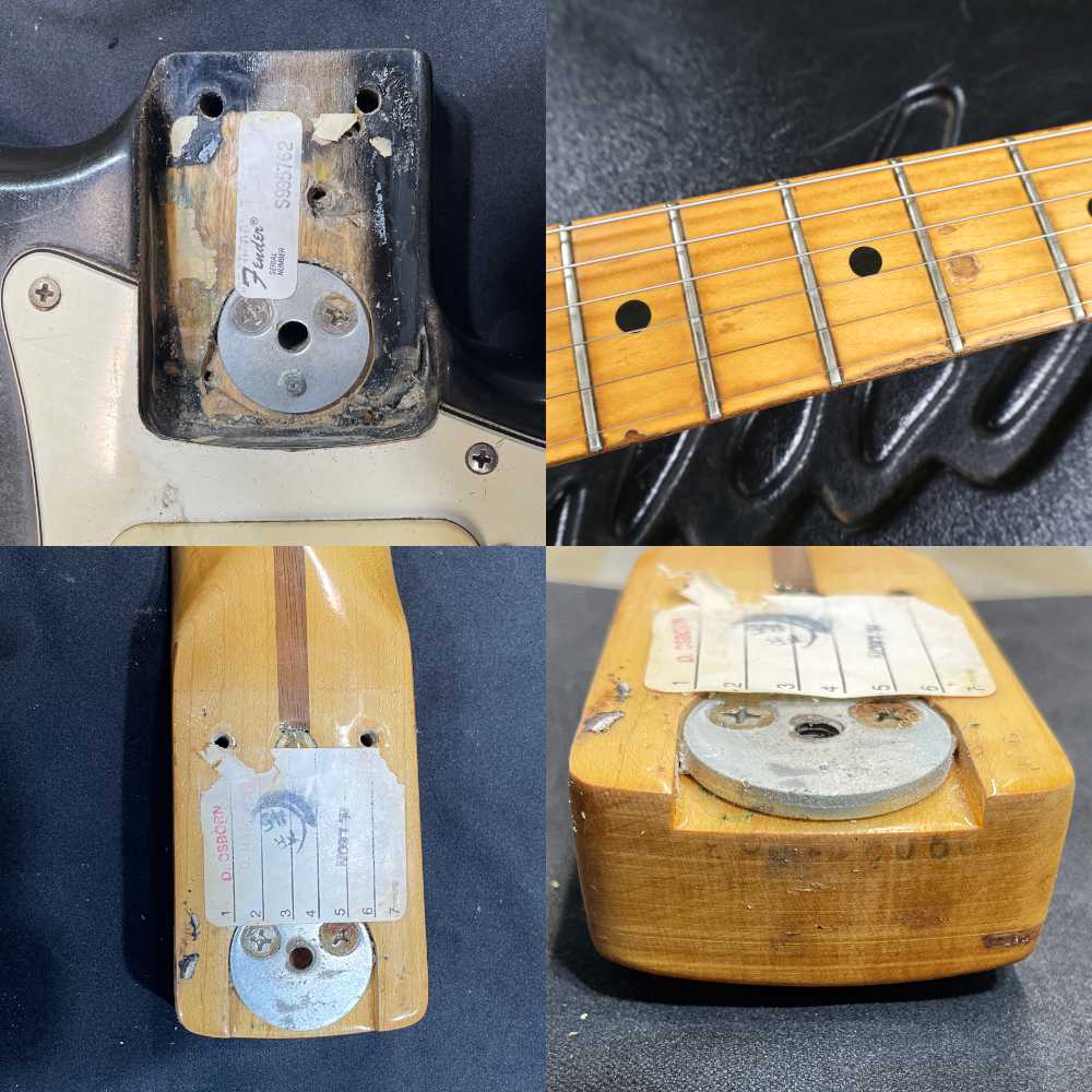 【中古】 Fender USA フェンダー Stratocaster Black 1979〜1981年製 Refinish ストラトキャスター エレキギター 内部 傷