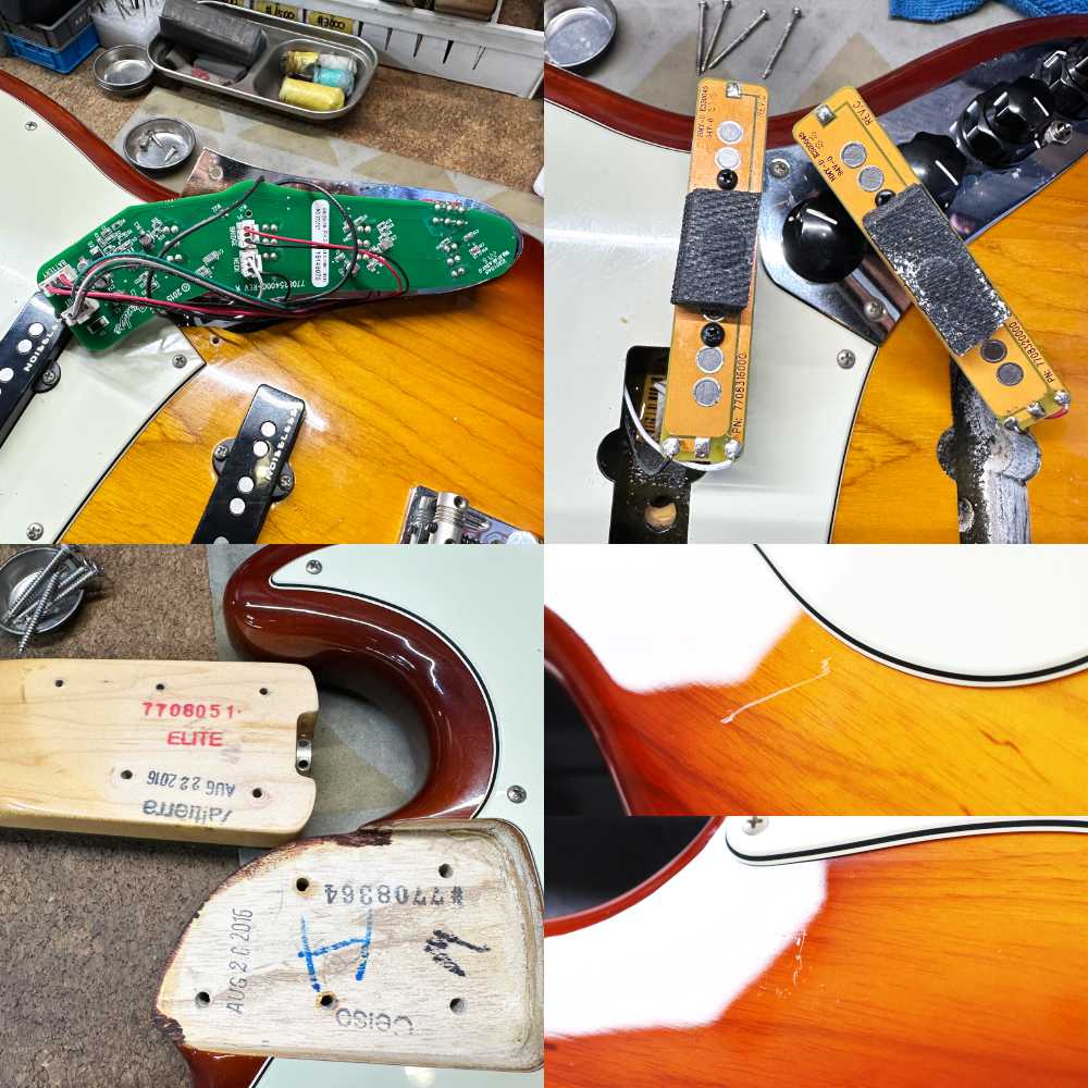 【中古】 エレキベース Fender American Elite Jazz Bass Tobacco Sunburst  2016年製 フェンダー アメリカンエリート ジャズベース 内部 傷