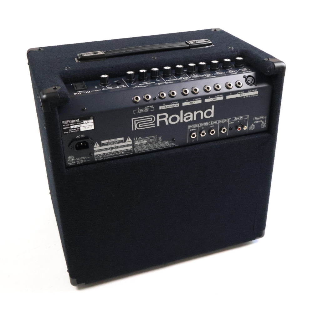 【中古】 ROLAND KC-400 キーボード用アンプ リア斜めアングル画像