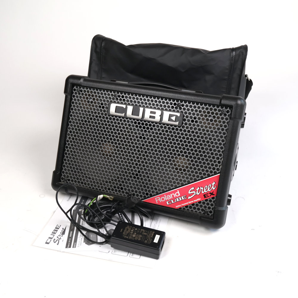 【中古】 ギターアンプ ローランド ROLAND CUBE Street EX BK ステレオ ポータブルアンプ マイクスピーカー