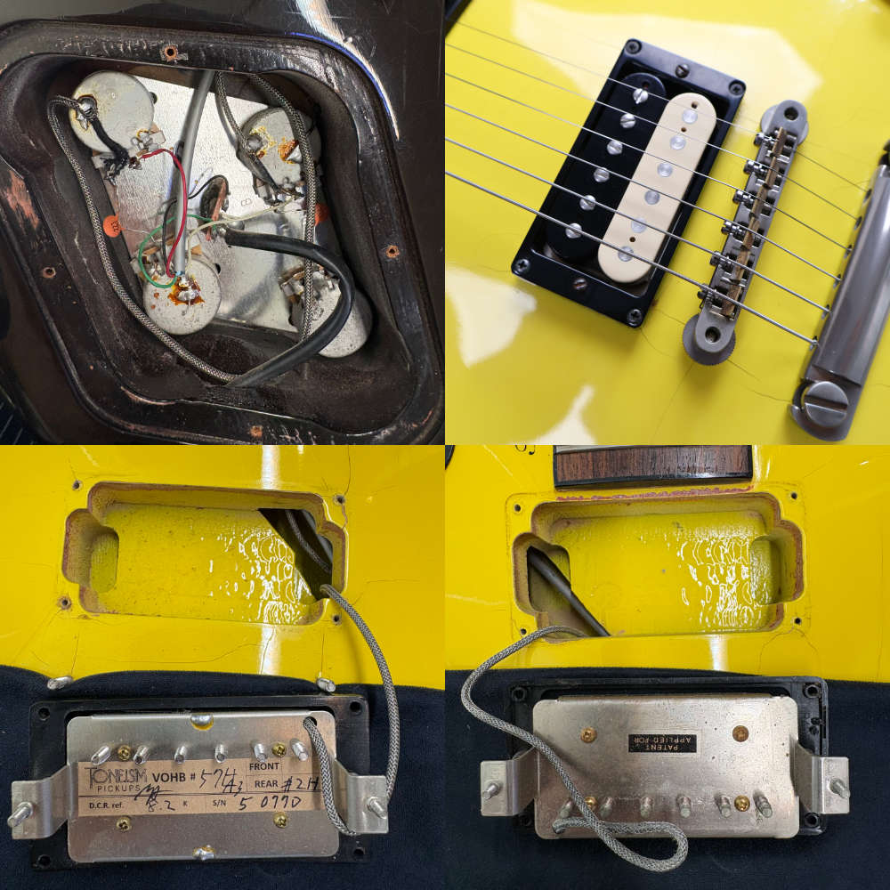 【中古】 エレキギター Gibson Tak Matsumoto Les Paul Canary Yellow Mod. 1999年製 リアピックアップ TONEISM製 VOHB #57搭載 内部