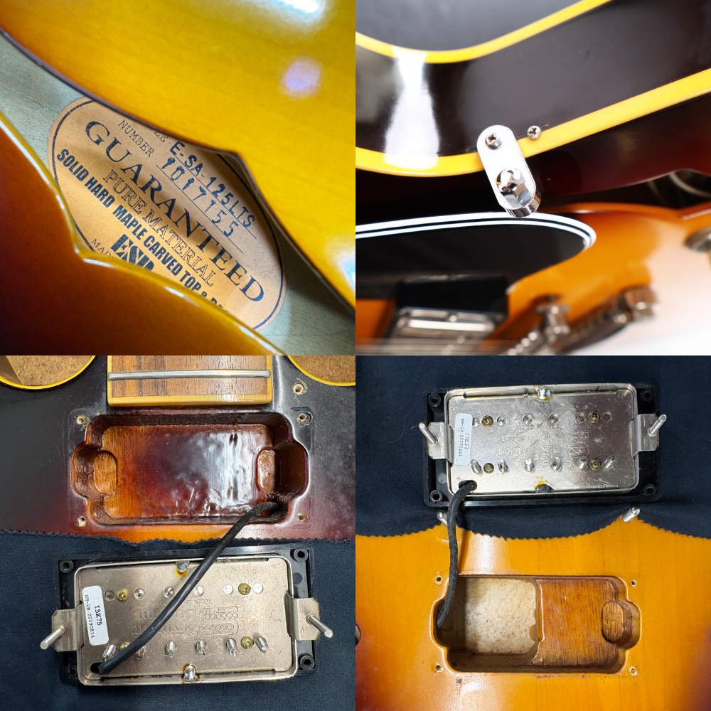 【中古】 エレキギター Edwards by ESP E-SA-125LTS 2010年頃製造 ネック修正リペアあり セミアコースティックギター ES335スタイル ラッカートップ塗装 Seymour Duncanピックアップ搭載 内部