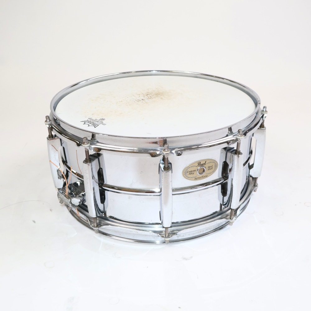 【中古】 スネアドラム パール Pearl SensiTone Steel Custom Alloy 14x6.5 スチールシェル