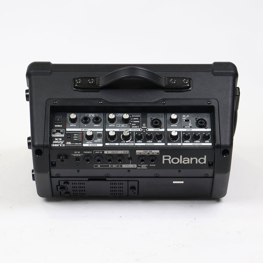 【中古】 ギターアンプ ローランド ROLAND CUBE Street EX BK ステレオ ポータブルアンプ マイクスピーカー 背面