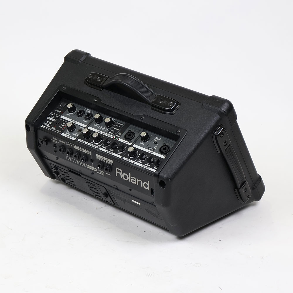 【中古】 ギターアンプ ローランド ROLAND CUBE Street EX BK ステレオ ポータブルアンプ マイクスピーカー 全体