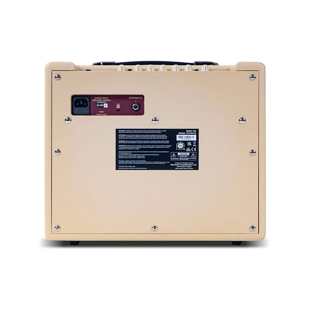 ブラックスター ギターアンプ BLACKSTAR DEBUT 30E CREAM ギターコンボアンプ 小型 30W ディレイ内蔵 デビュー オーバードライブ 背面